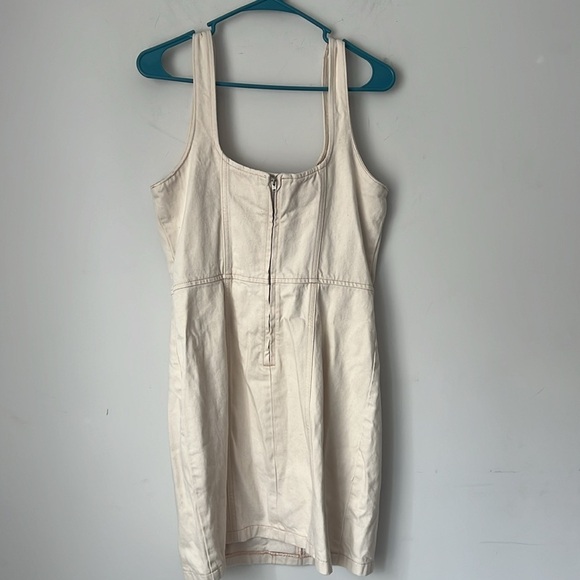 Asos Denim Cream Button Front Zipper Mini Dress, size UK 14 (US 10) ◼️ - Picture 5 of 6